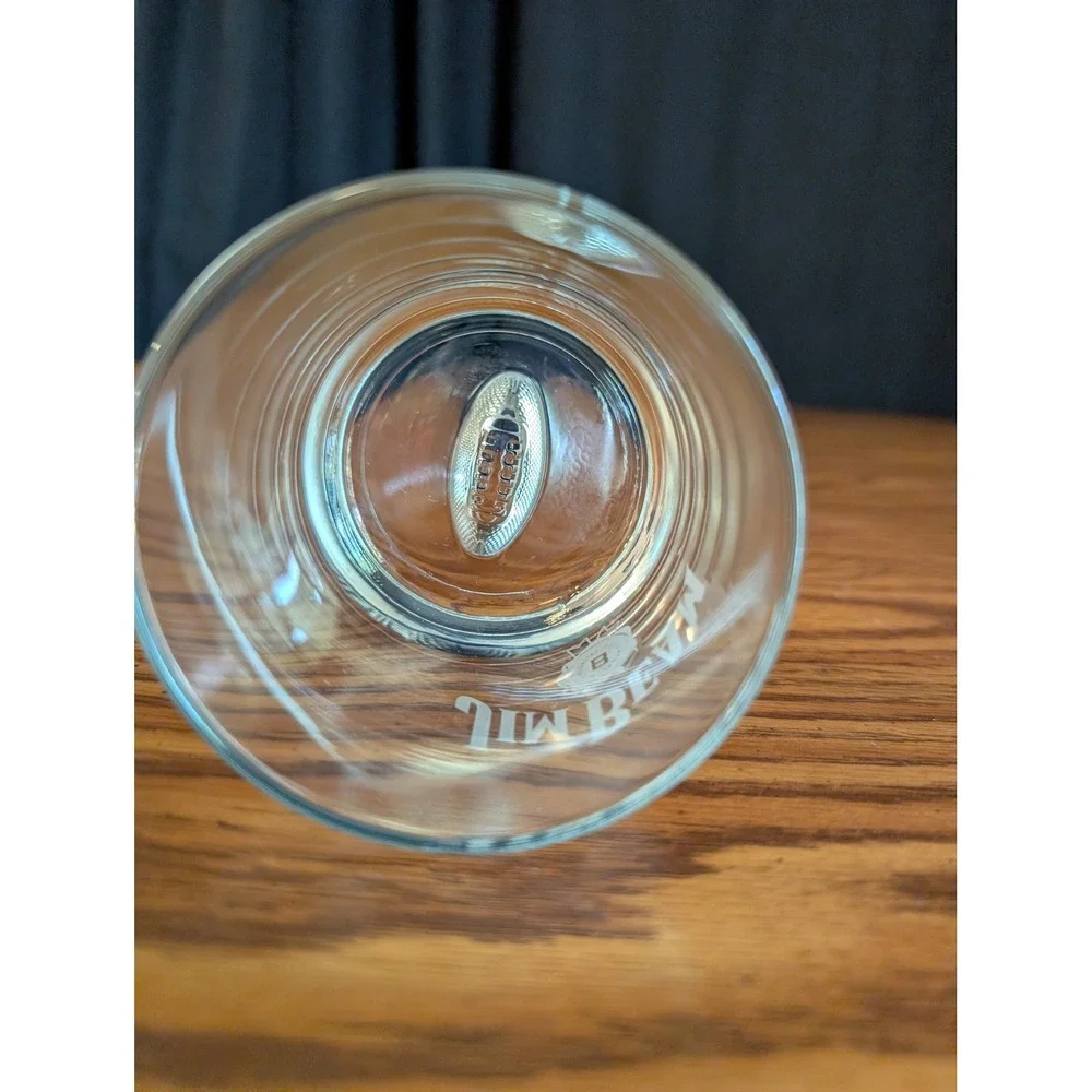 Jim Beam Whiskey Glasses Set 3 Clear 2 Football & Golf Base Etched Logo